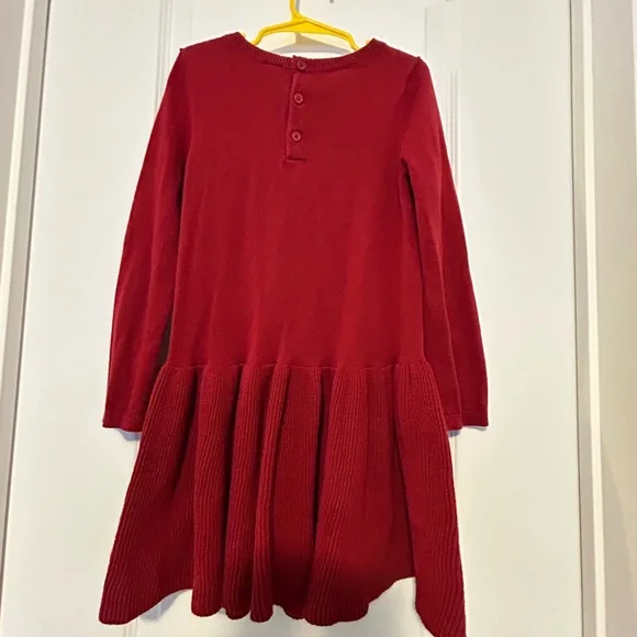 Carter's Red Knit Cable-Front Long Sleeve Kids Dress - Picture 6 of 6